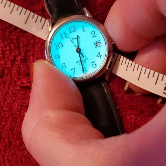 Timex Indiglo Silvertone Case Date Window Black Leather Band Ladies‎ Watch - Picture 8 of 8